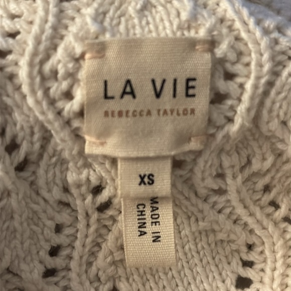 Rebecca Taylor La Vie Diamond Crochet Off White Ivory Dress Mini Size XS Casual - Picture 6 of 7